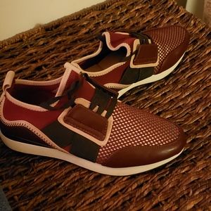Burgundy Mesh Sneakers